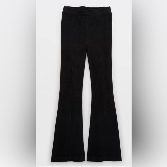 Aerie Pants Womens Medium Groove On Rib‎ Velour Flare Pull On Stretch Y2K Soft - Picture 1 of 7